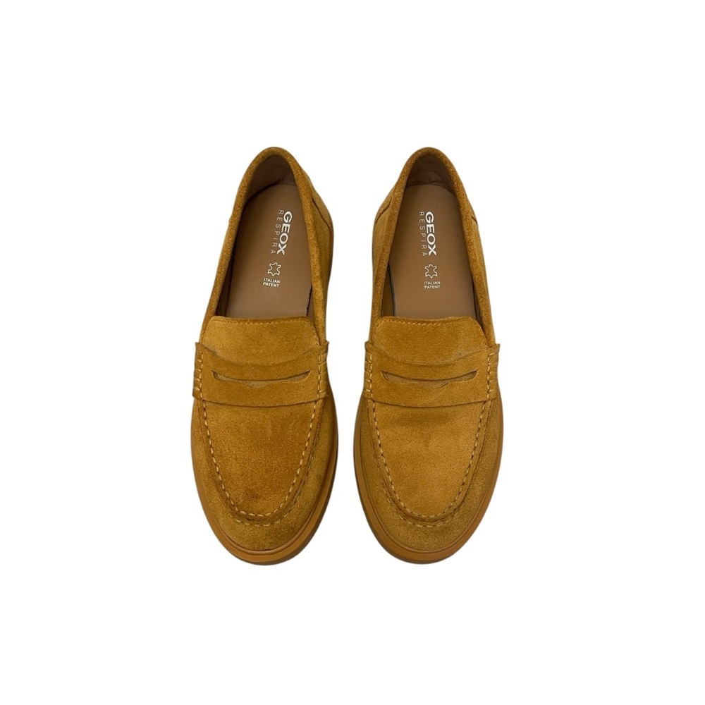 Geox Spherica D25QRA Yellow Suede Penny Chunky Loafers Womens size EURO 39 US9